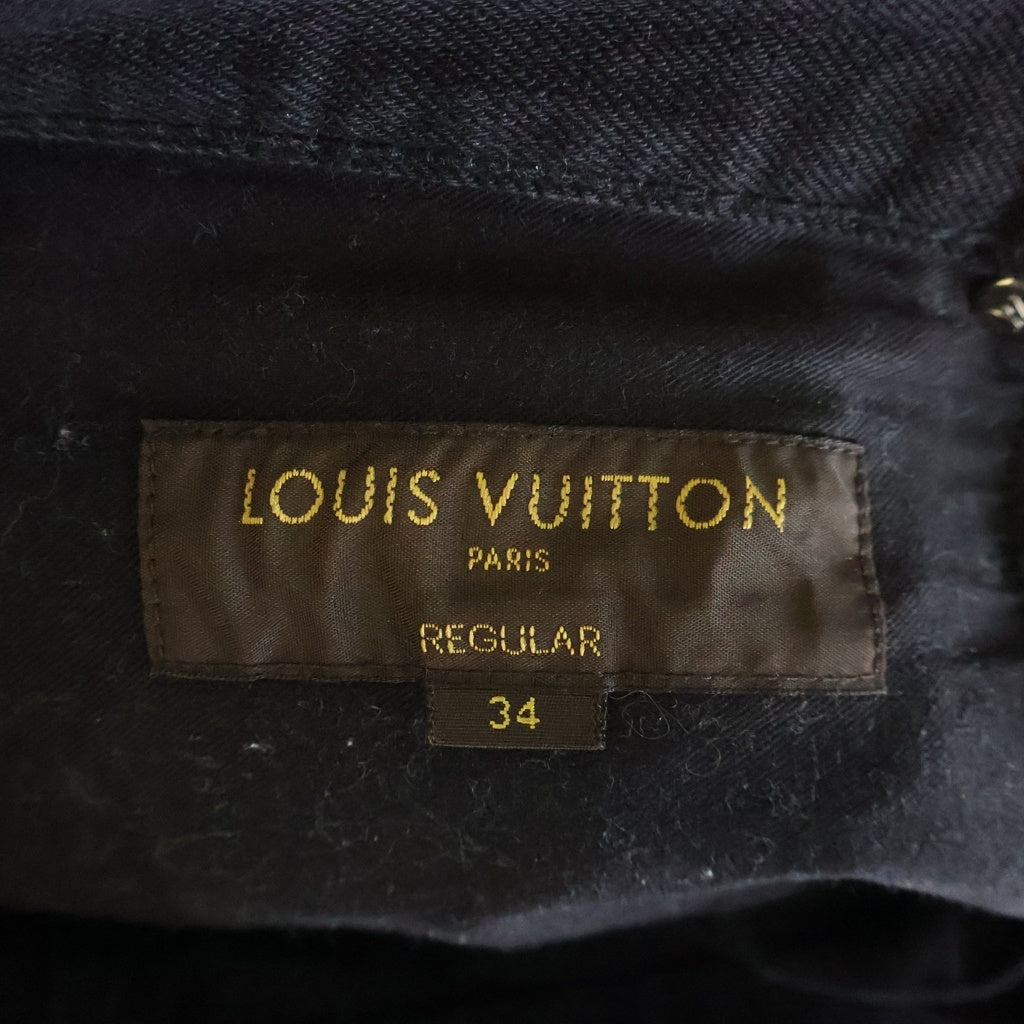 LOUIS VUITTON(ルイヴィトン) モノグラムレザーパッチ ストレートデニムパンツ ブラック ※タグ欠損