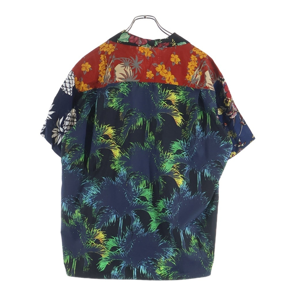 kolor BEACON(カラービーコン) 19SS 異素材切替 オープンカラー 開襟 アロハ半袖シャツ マルチカラー 19SBM-B02142 19SBM-B02142