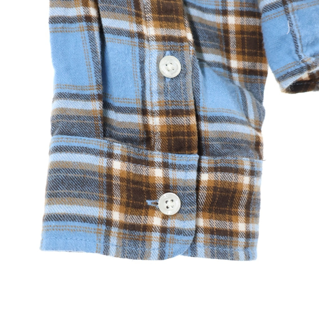 A BATHING APE(アベイシングエイプ) ONE POINT FLANNEL CHECK RELAXED FIT SHIRT ワンポイント フランネルチェック リラックスドフィット コットン長袖チェックシャツ ブルー/ブラウン 001SHK701003M
