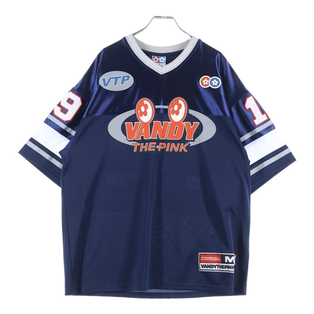 VANDY THE PINK(バンディーザピンク) Football Jersey フットボールユニフォーム ジュエリー Vネック半袖Tシャツカットソー ネイビー VD2035-103