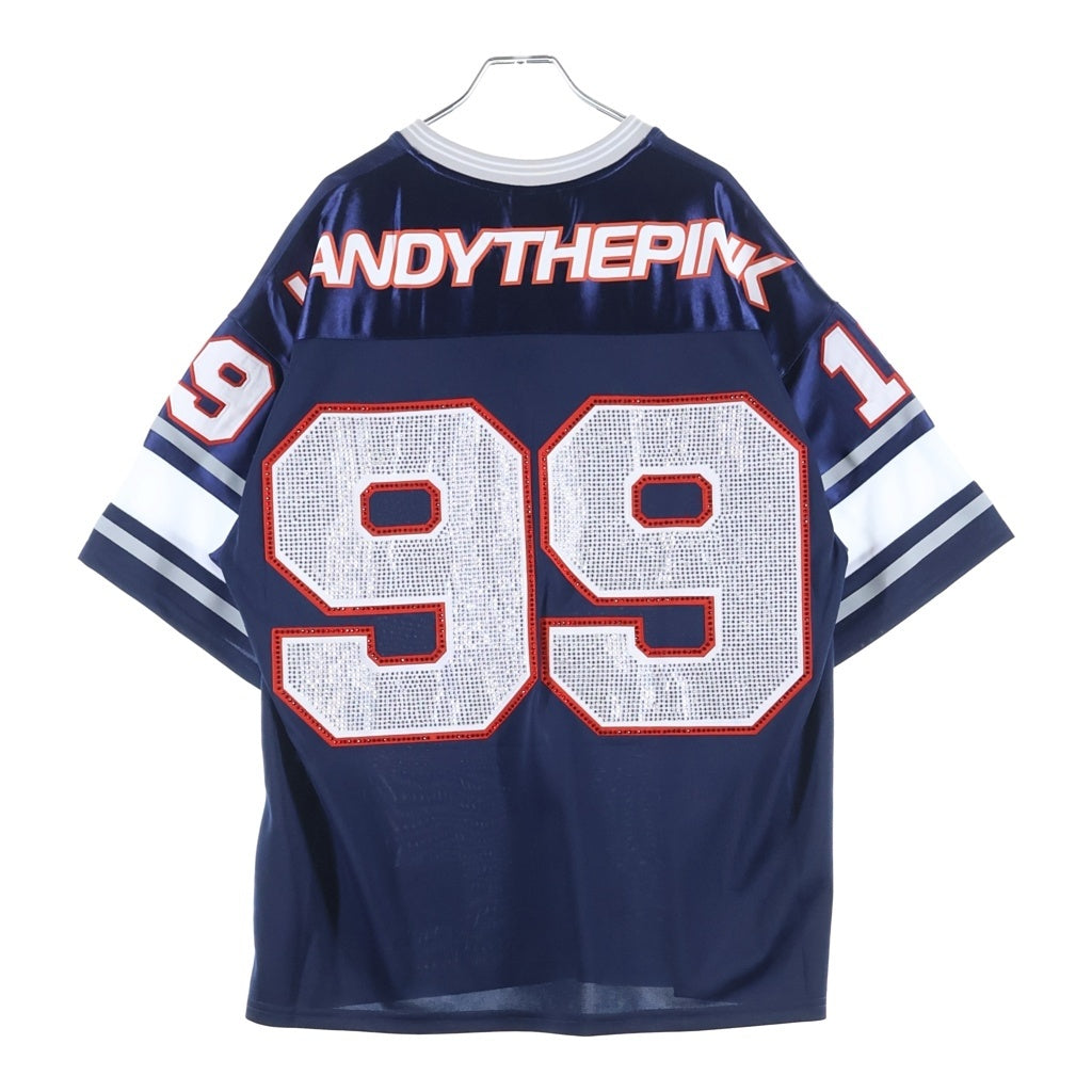 VANDY THE PINK(バンディーザピンク) Football Jersey フットボールユニフォーム ジュエリー Vネック半袖Tシャツカットソー ネイビー VD2035-103