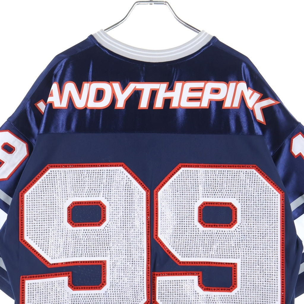 VANDY THE PINK(バンディーザピンク) Football Jersey フットボールユニフォーム ジュエリー Vネック半袖Tシャツカットソー ネイビー VD2035-103