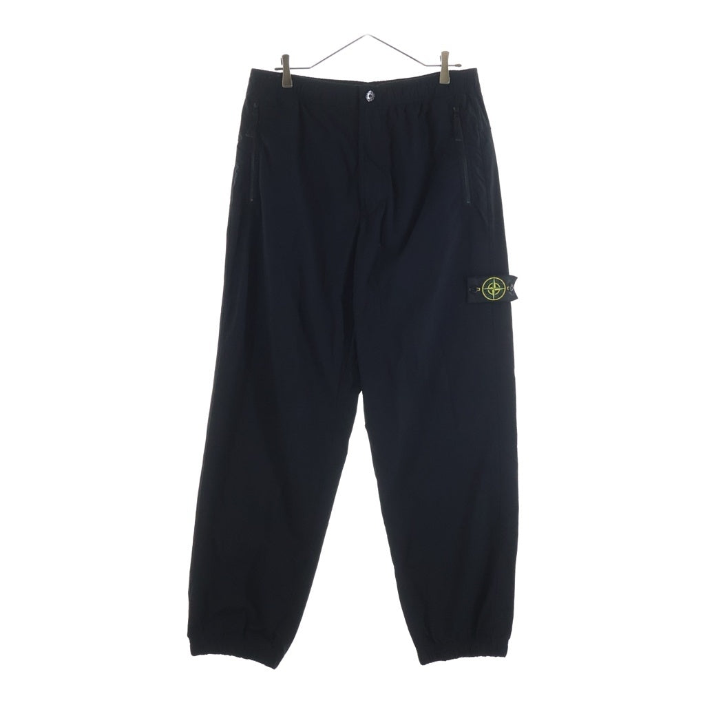 STONE ISLAND(ストーンアイランド) 26SS Polyamide Straight Black Trousers ロゴワッペン刺繍 ナイロンストレートパンツ ブラック L1S153100048