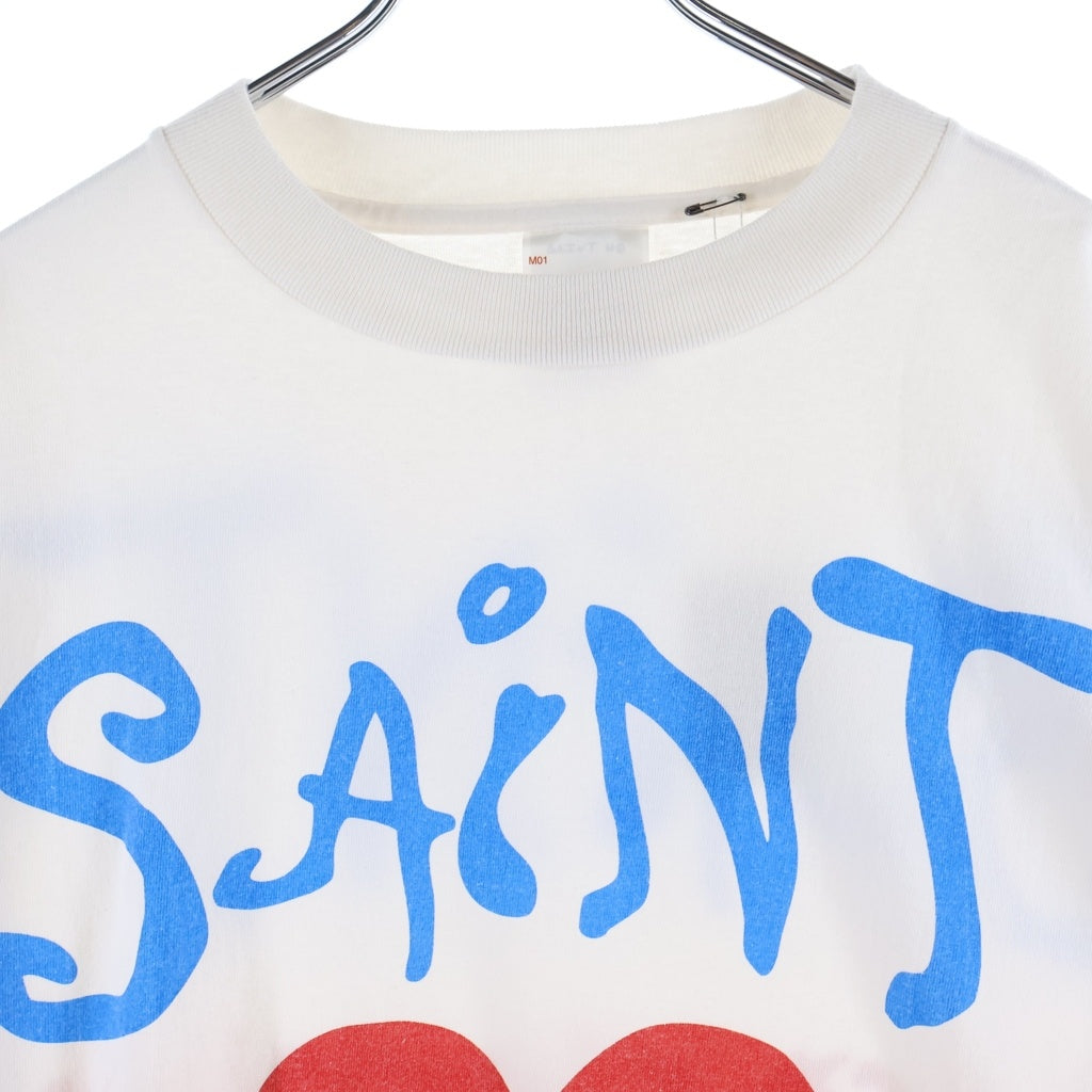 SAINT MICHAEL(セントマイケル) 26AW DEEP_SS T-SHIRT プリントクルーネック半袖Tシャツカットソー ホワイト SM-MK1-0000-011