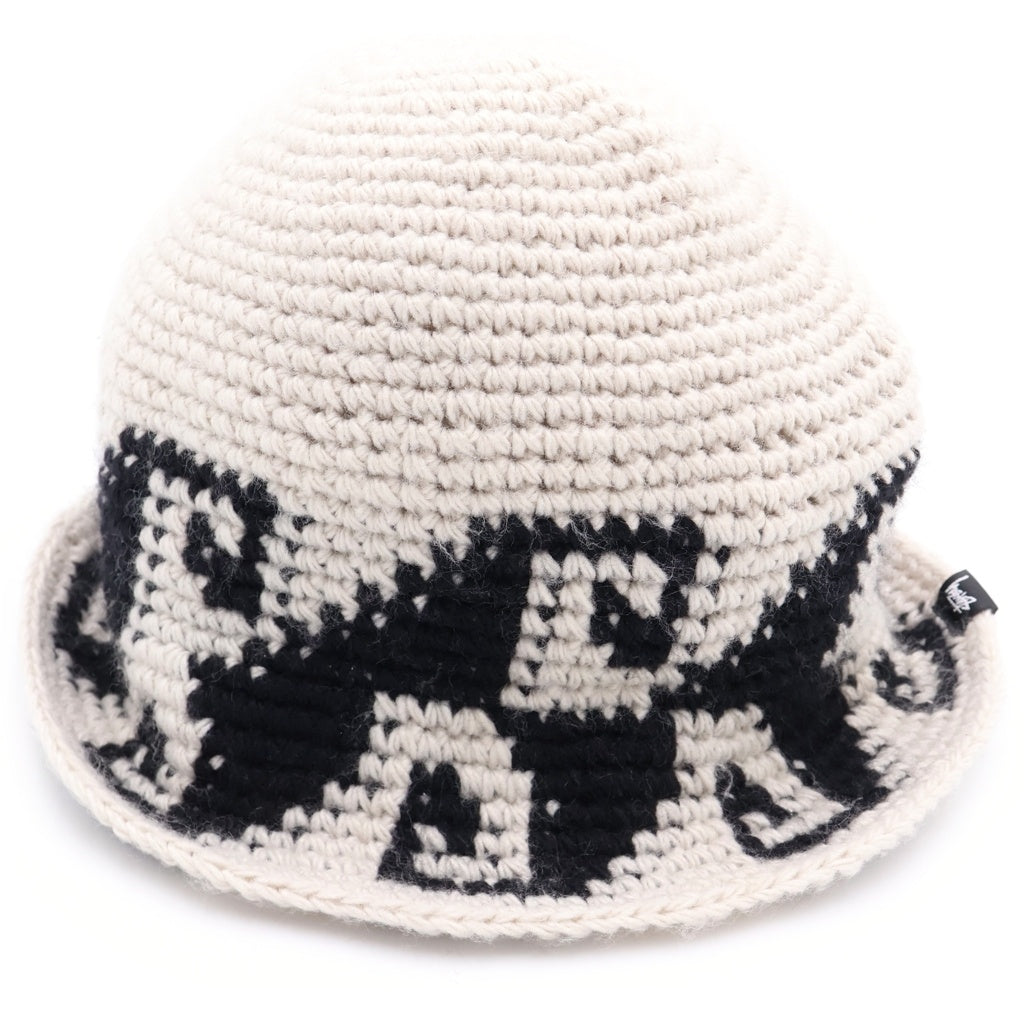 STUSSY(ステューシー) WAVES KNIT BUCKET HAT ウェイブス ニット バケットハット ホワイト/ブラック 1321057