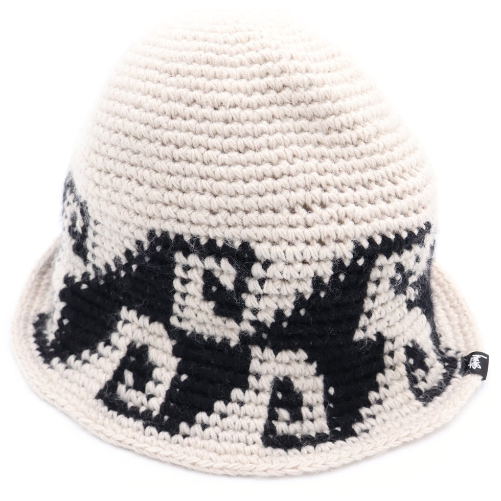 STUSSY(ステューシー) WAVES KNIT BUCKET HAT ウェイブス ニット バケットハット ホワイト/ブラック 1321057