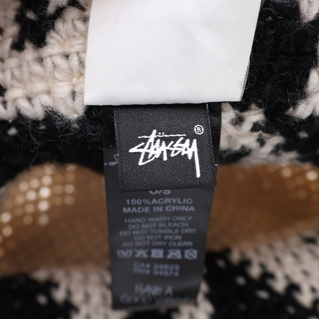 STUSSY(ステューシー) WAVES KNIT BUCKET HAT ウェイブス ニット バケットハット ホワイト/ブラック 1321057