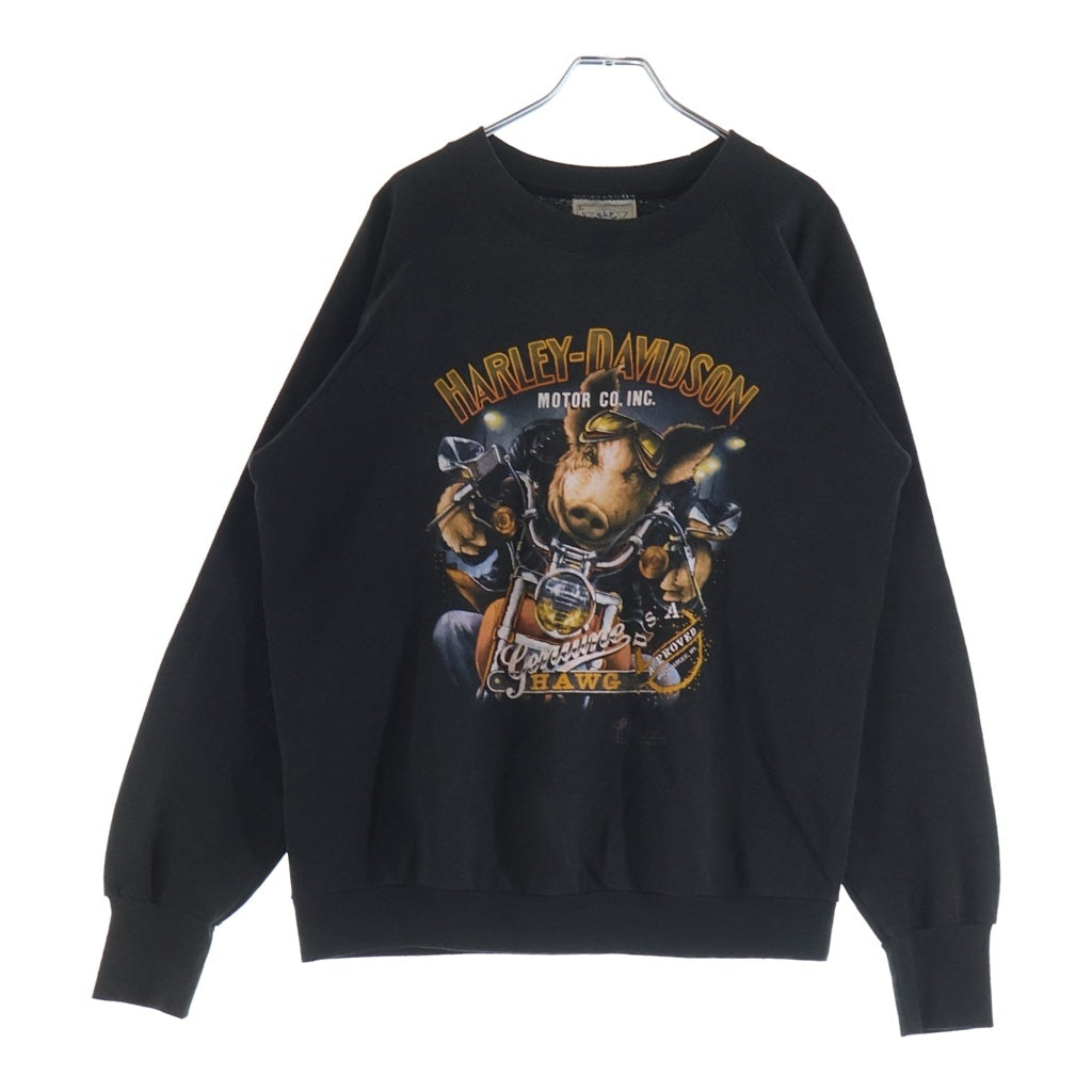 HARLEY DAVIDSON(ハーレーダビッドソン) 80s VINTAGE HOG 3D EMBLEM CREWNECK SWEAT DELTA 8318 ヴィンテージ デルタタグ 3Dエンブレム クルーネック長袖スウェットトレーナー ブラック
