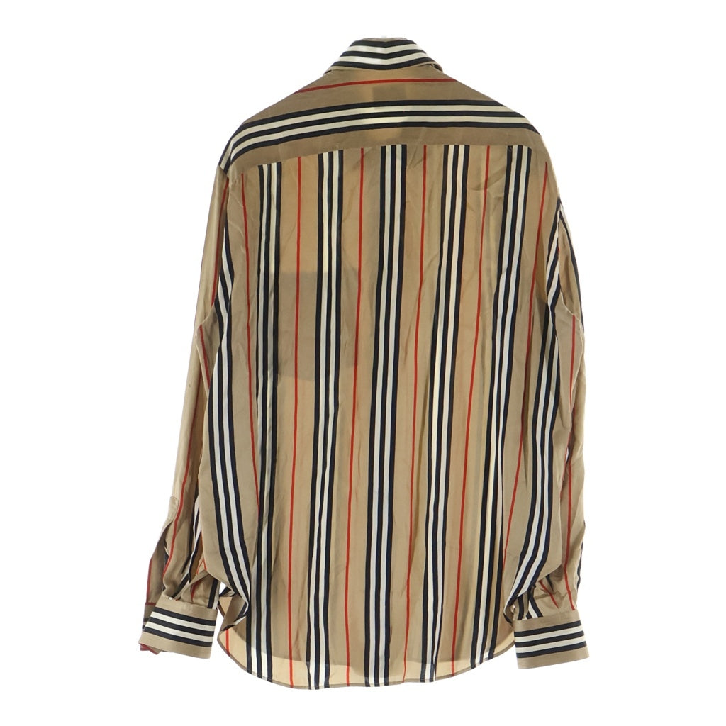 BURBERRY(バーバリー) アイコンストライプ 長袖シルクシャツ ブラウン 8011074