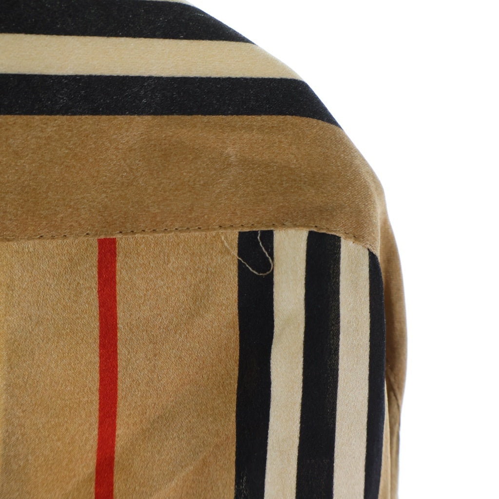 BURBERRY(バーバリー) アイコンストライプ 長袖シルクシャツ ブラウン 8011074