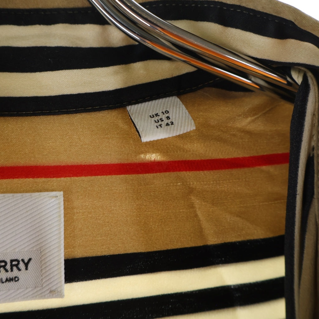 BURBERRY(バーバリー) アイコンストライプ 長袖シルクシャツ ブラウン 8011074