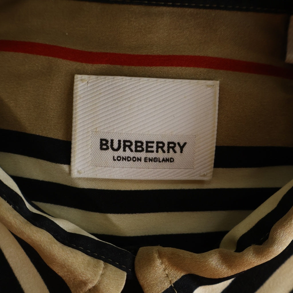 BURBERRY(バーバリー) アイコンストライプ 長袖シルクシャツ ブラウン 8011074