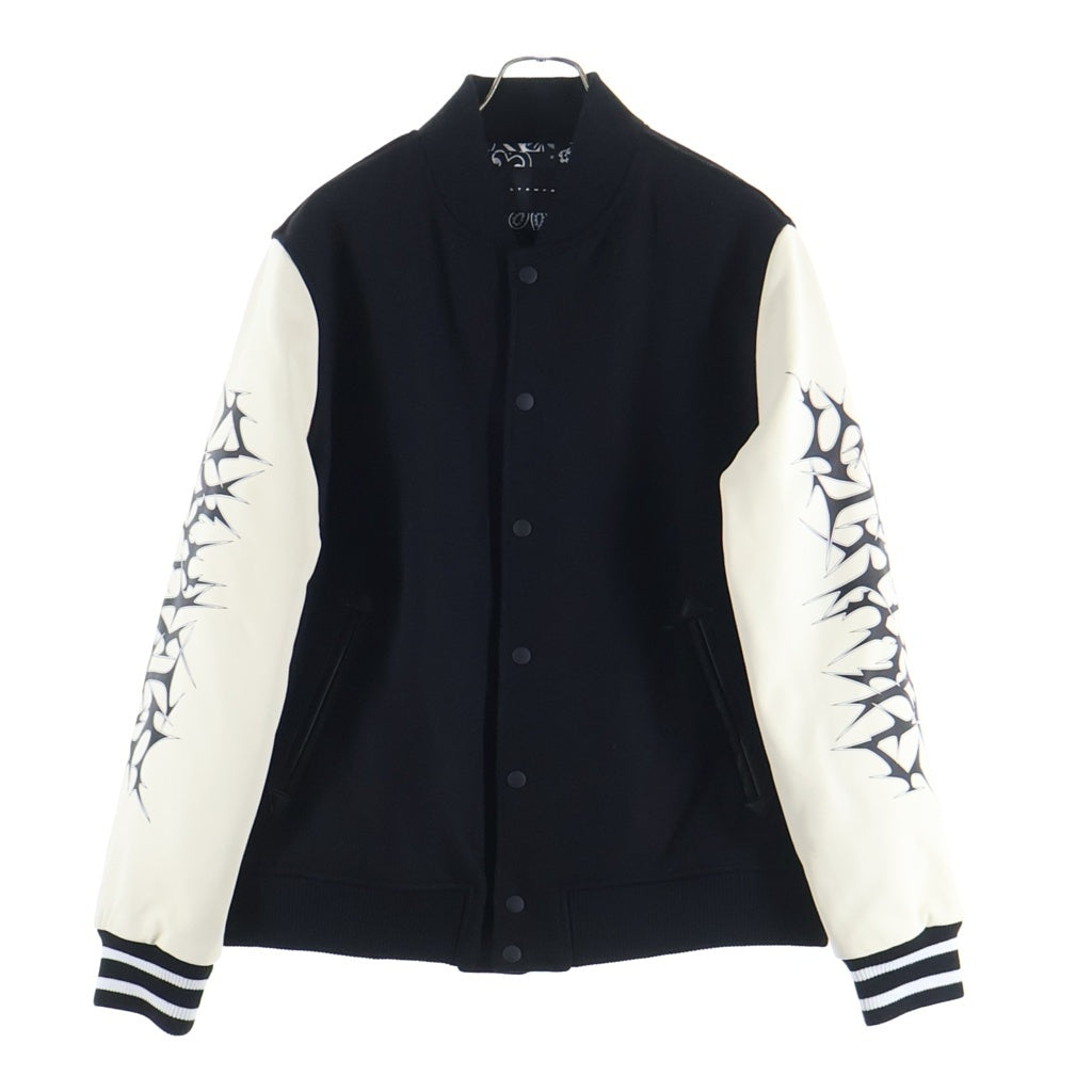 STAMPD(スタンプド) Letterman Coaches Jacket レターマン袖ロゴプリント スタジャン ジャケット ブラック/ホワイト