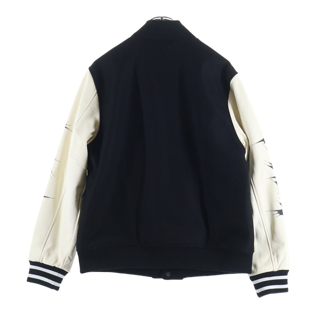STAMPD(スタンプド) Letterman Coaches Jacket レターマン袖ロゴプリント スタジャン ジャケット ブラック/ホワイト