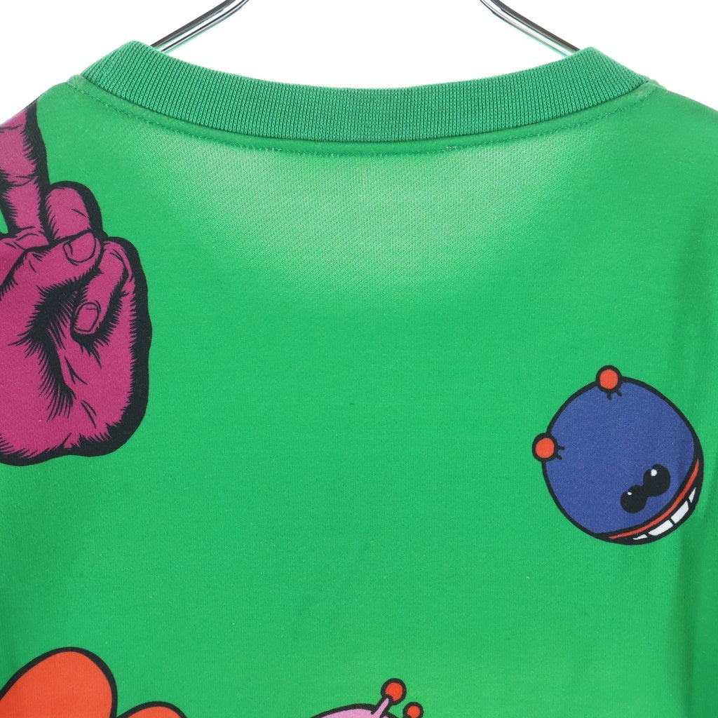 WALTER VAN BEIRENDONCK(ウォルターヴァンベイレンドンク) D WVB 12 CTN SWEAT レザー切替 プリントクルーネックスウェットトレーナー マルチカラー 11593438260