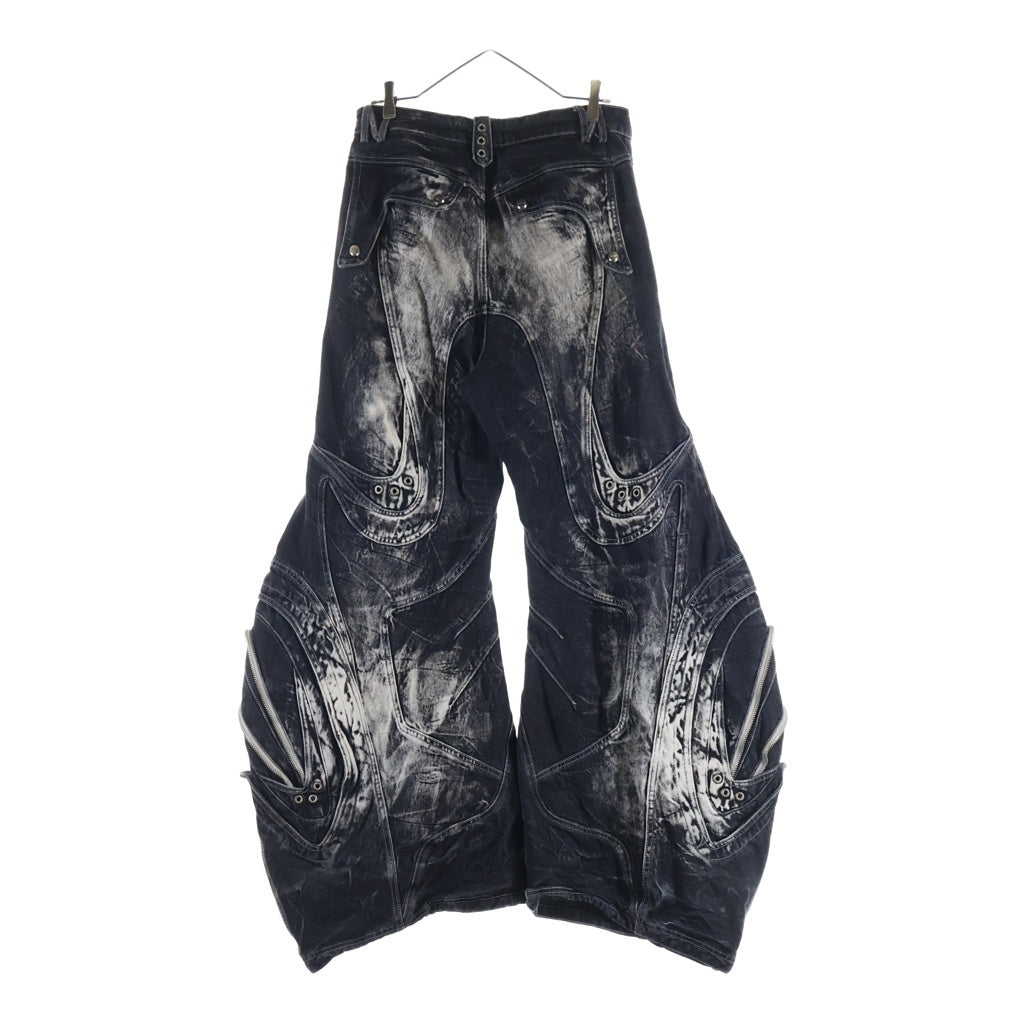 Personsoul(パーソンソール) Deconstructed Exaggerated Flared Patchwork Jeans パッチワーク フレアカーゴデニムパンツ ブラック