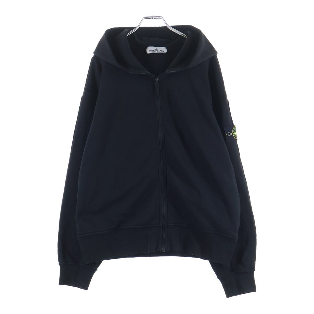 STONE ISLAND(ストーンアイランド) Hoodie Zippe Organic Cotton Fleece コットン ジップアップ長袖パーカー フーディ ブラック L1S156100039S0051