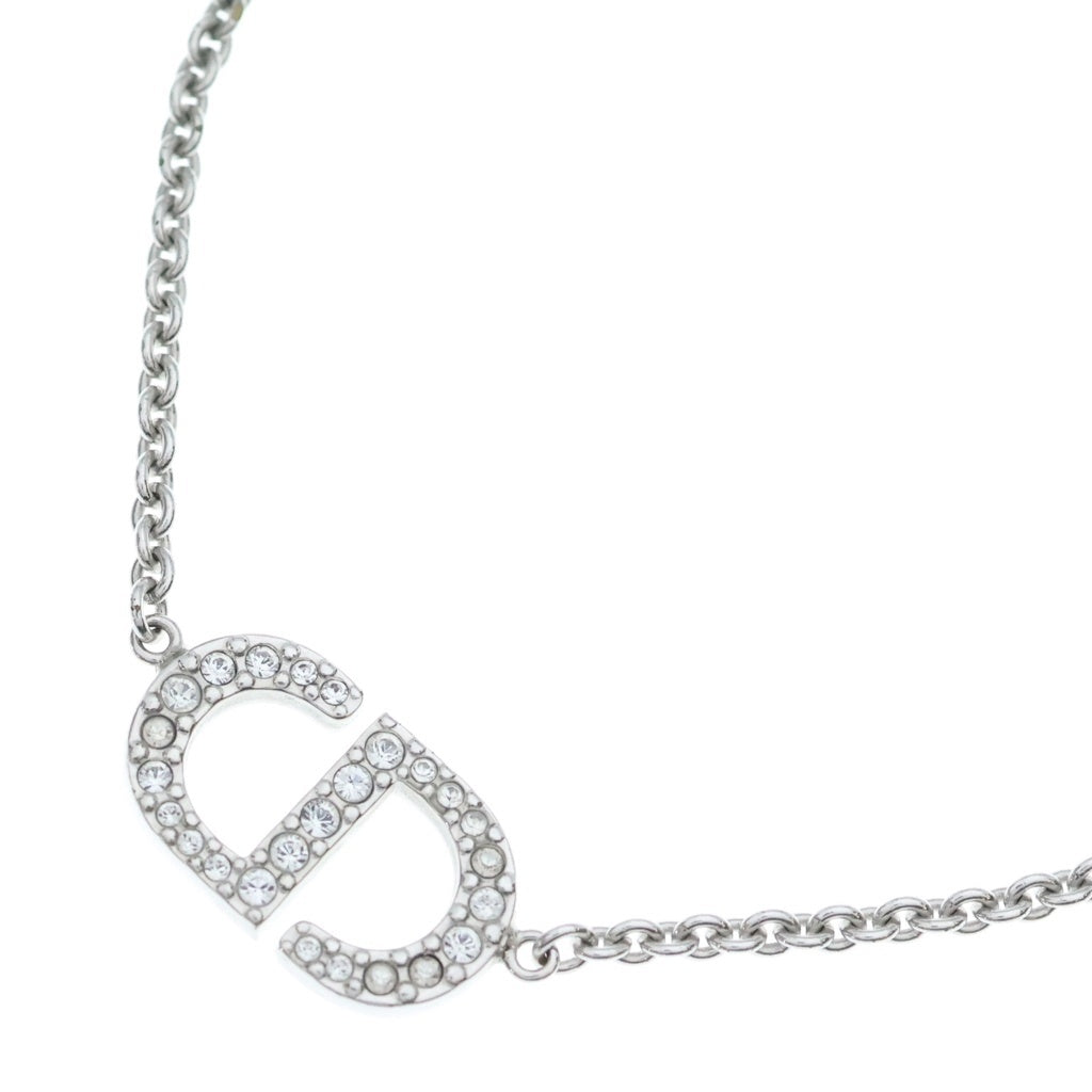 DIOR(ディオール) Petit CD ラインストーンネックレス シルバー/ホワイト N2241WOMCY_D001 レディース