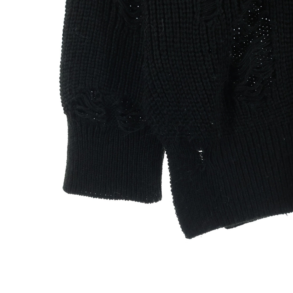 NEIGHBORHOOD(ネイバーフッド) 20SS SAVAGE . CREW / A-KNIT . LS クルーネックダメージ加工ニットセーター ブラック 202FUNH-KNM01