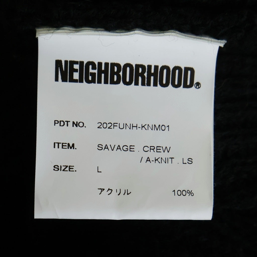 NEIGHBORHOOD(ネイバーフッド) 20SS SAVAGE . CREW / A-KNIT . LS クルーネックダメージ加工ニットセーター ブラック 202FUNH-KNM01