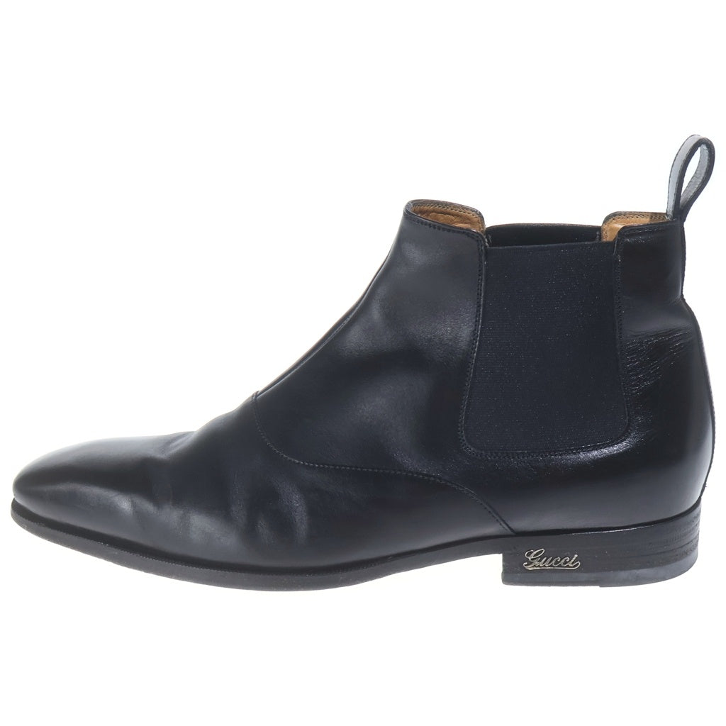 GUCCI(グッチ) LOGO LEATHER SIDE GORE BOOTS ロゴ レザー サイドゴアブーツ ブラック 202706