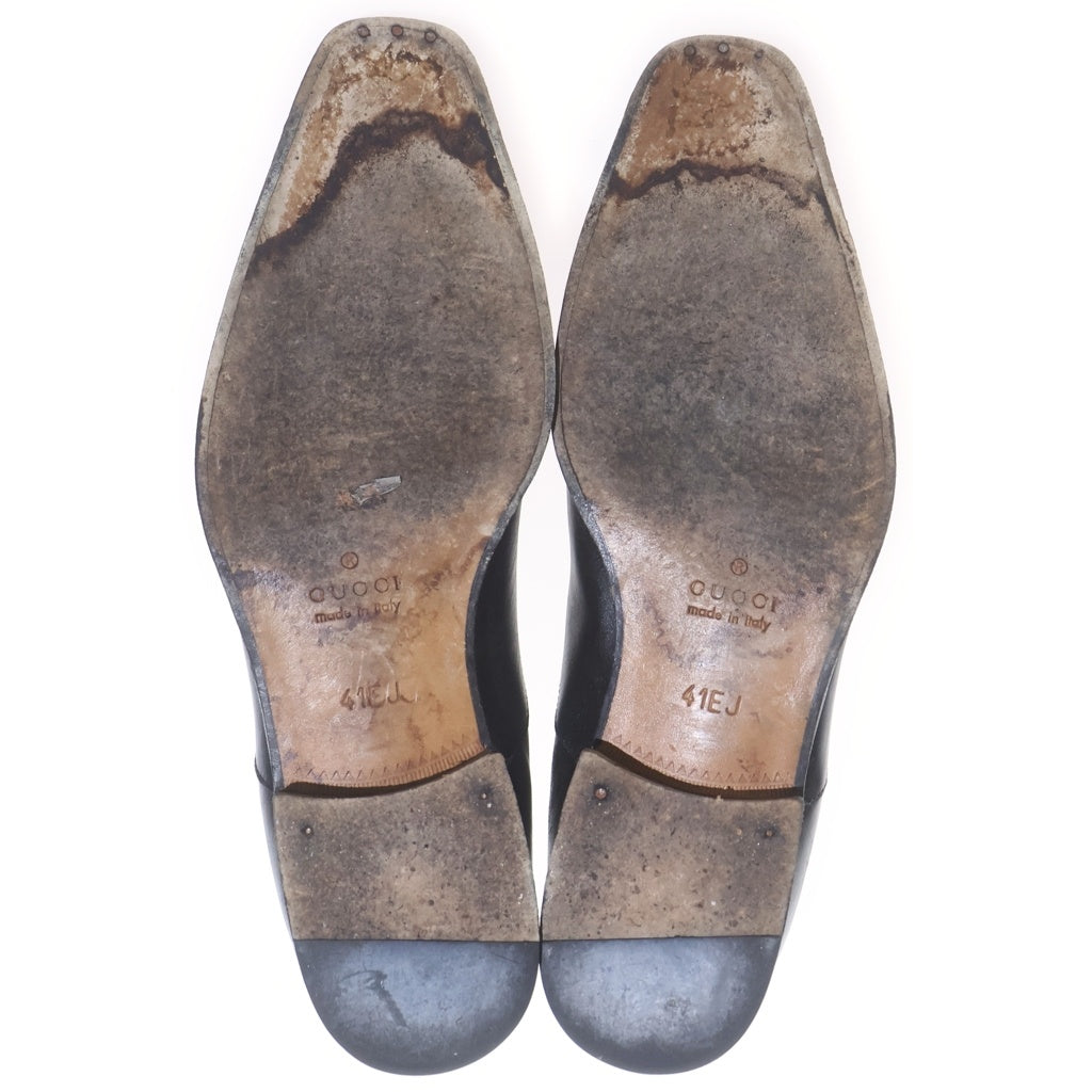 GUCCI(グッチ) LOGO LEATHER SIDE GORE BOOTS ロゴ レザー サイドゴアブーツ ブラック 202706