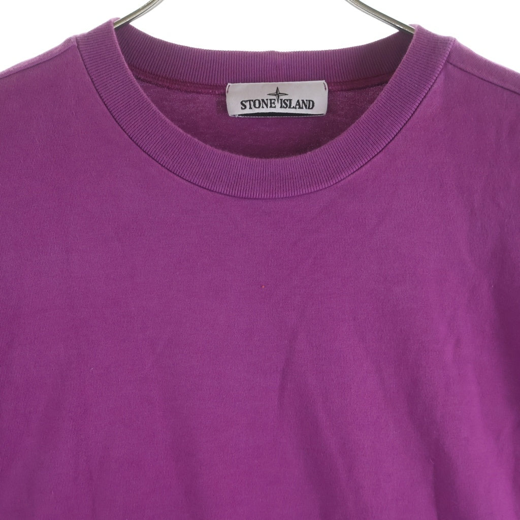 STONE ISLAND(ストーンアイランド) 23SS L/S SWEAT-SHIRT 101563750 ガーメントダイ 袖ロゴパッチ刺繍 クルーネック長袖Tシャツカットソー パープル