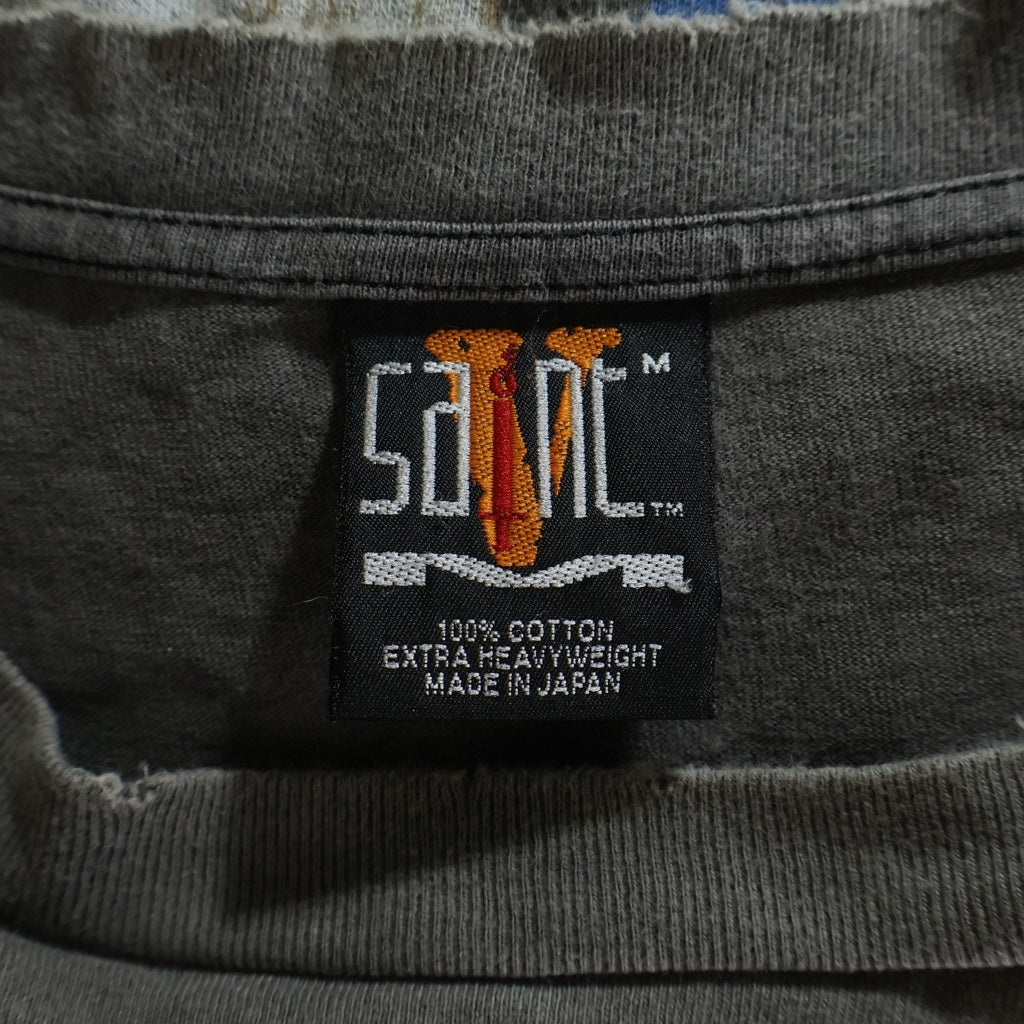 SAINT MICHAEL(セントマイケル) 22AW × VLONE VL LS TEE MARIA SM-A22-0000-076 ヴィーローン ヴィンテージ加工 両面プリントクルーネック長袖Tシャツカットソー ロンT グレー