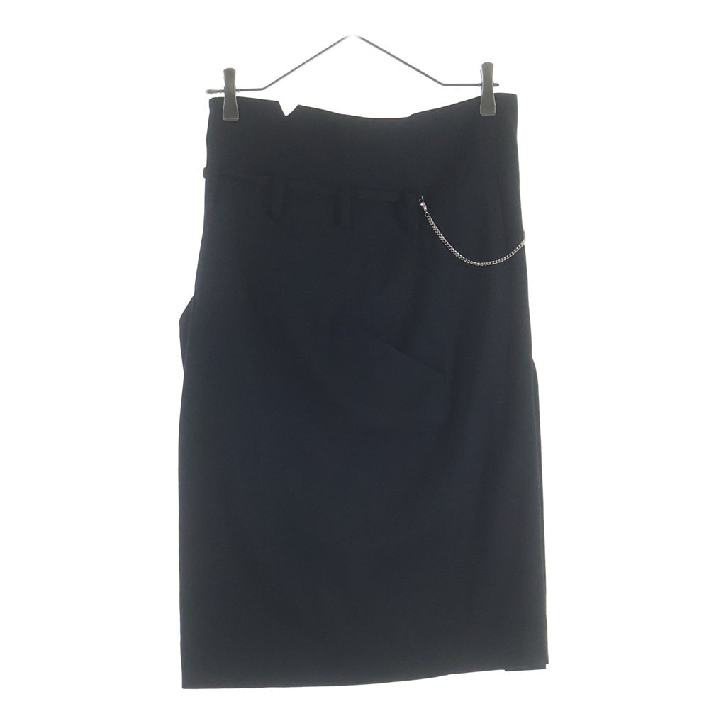 Y's(ワイズ) 22AW Red Lable Chaine Wool Skirt RV-S52-126 レッドレーベル チェーン付き ミディアムウールスカート ブラック レディース