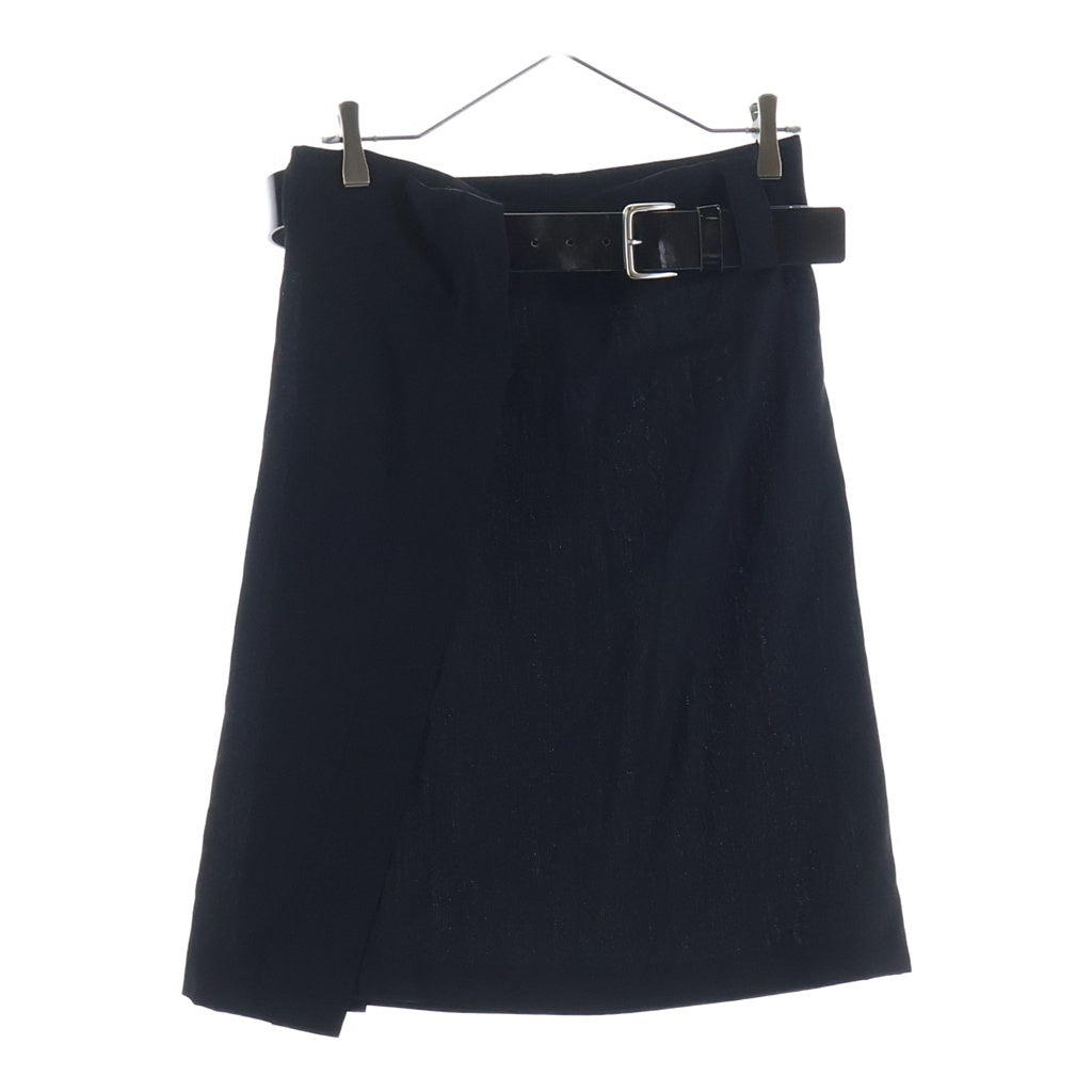 Yohji Yamamoto FEMME(ヨウジヤマモトファム) 00S WOOL LONG SKIRT FE-S08-112 ベルト付き ウールロングスカート ブラック レディース