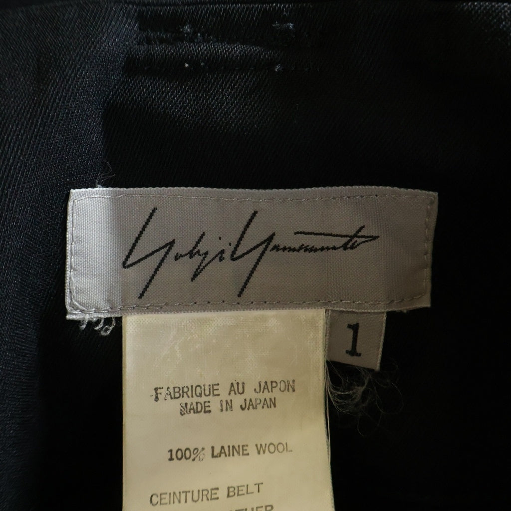 Yohji Yamamoto FEMME(ヨウジヤマモトファム) 00S WOOL LONG SKIRT FE-S08-112 ベルト付き ウールロングスカート ブラック レディース