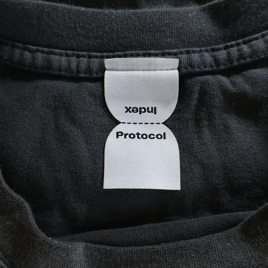 Protocol Index(プロトコル インデックス) VINTAGE OVERDYED LONGSLEEVE ヴィンテージ加工 オーバーサイズ 両面プリントクルーネック長袖Tシャツカットソー ロンT グレー