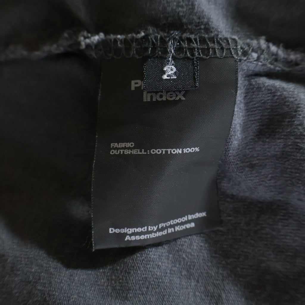 Protocol Index(プロトコル インデックス) VINTAGE OVERDYED LONGSLEEVE ヴィンテージ加工 オーバーサイズ 両面プリントクルーネック長袖Tシャツカットソー ロンT グレー