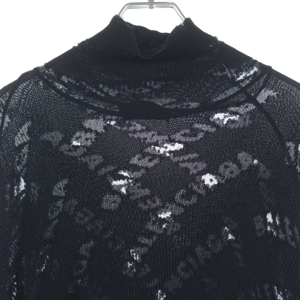 BALENCIAGA(バレンシアガ) 22AW All-Over Logo Turtleneck ロゴ総柄 レーヨンハイネック長袖ニットセーター ブラック 719056 T5188
