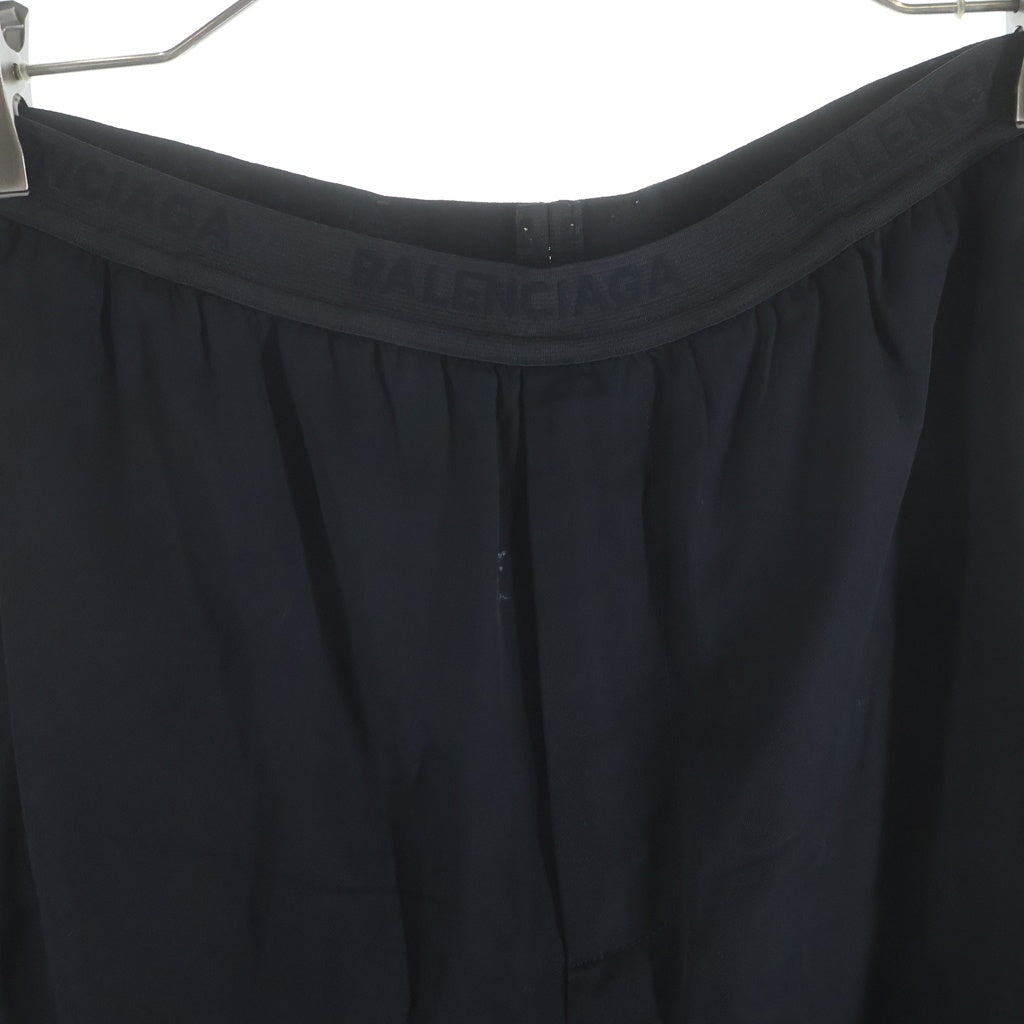 BALENCIAGA(バレンシアガ) 22SS ウエストロゴ ワイドイージーパンツ スラックス ブラック 675482 TJO25