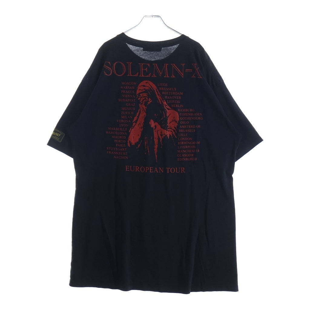 RAF SIMONS(ラフシモンズ) 22SS SOLEMN-X 両面プリント オーバーサイズ クルーネック半袖Tシャツカットソー ブラック 221-M130