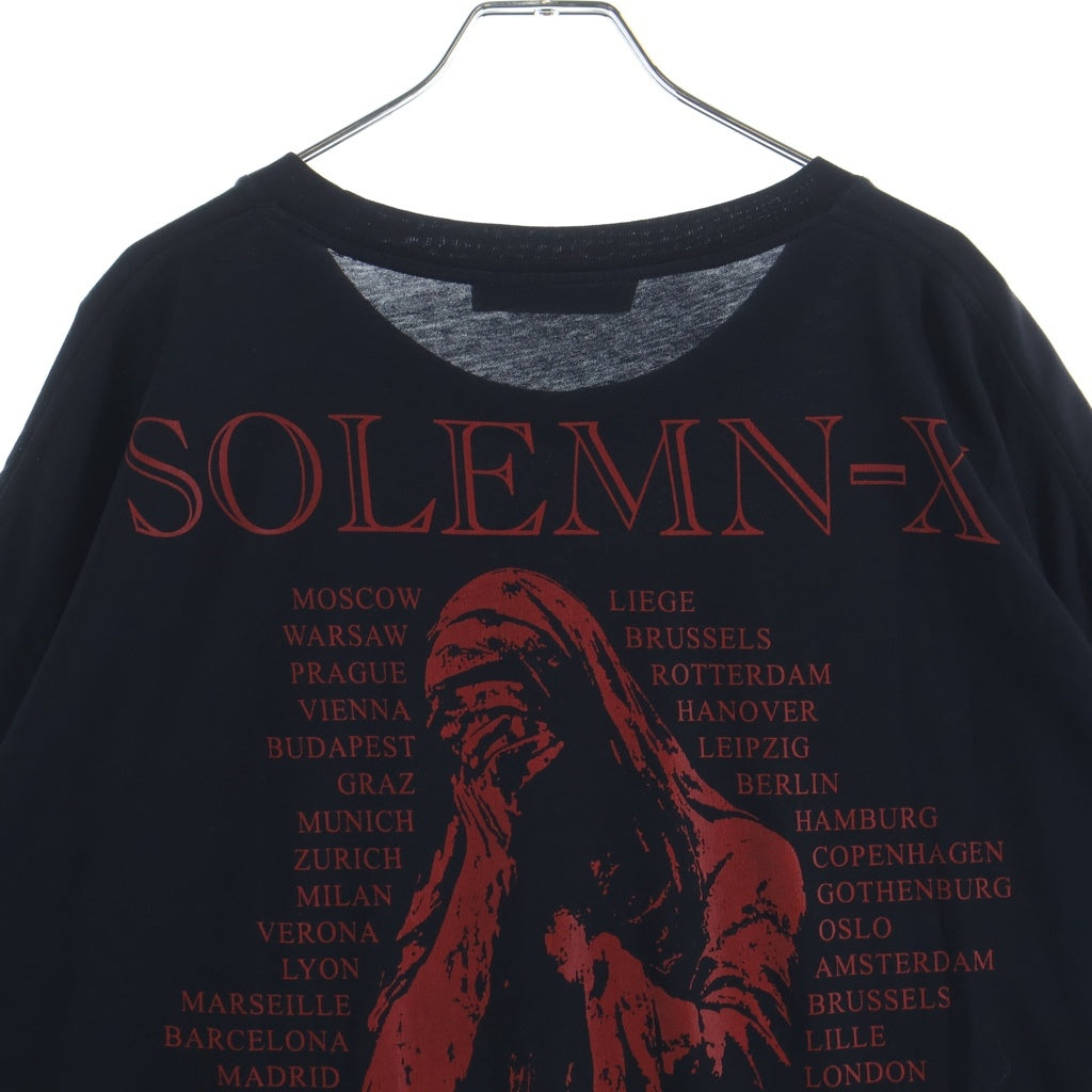 RAF SIMONS(ラフシモンズ) 22SS SOLEMN-X 両面プリント オーバーサイズ クルーネック半袖Tシャツカットソー ブラック 221-M130