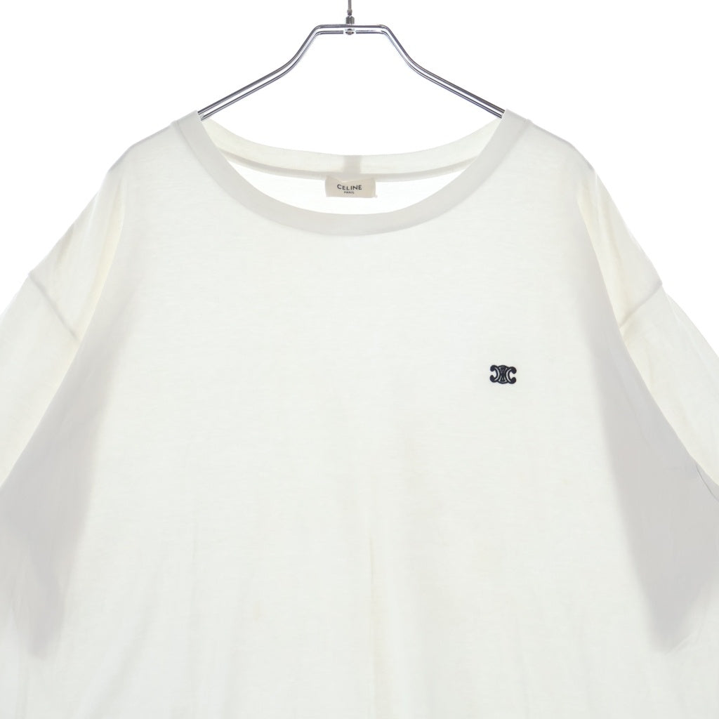 CELINE(セリーヌ) トリオンフエンブロイダリークルーネック半袖Tシャツカットソー ホワイト 2X04I671Q.01OB