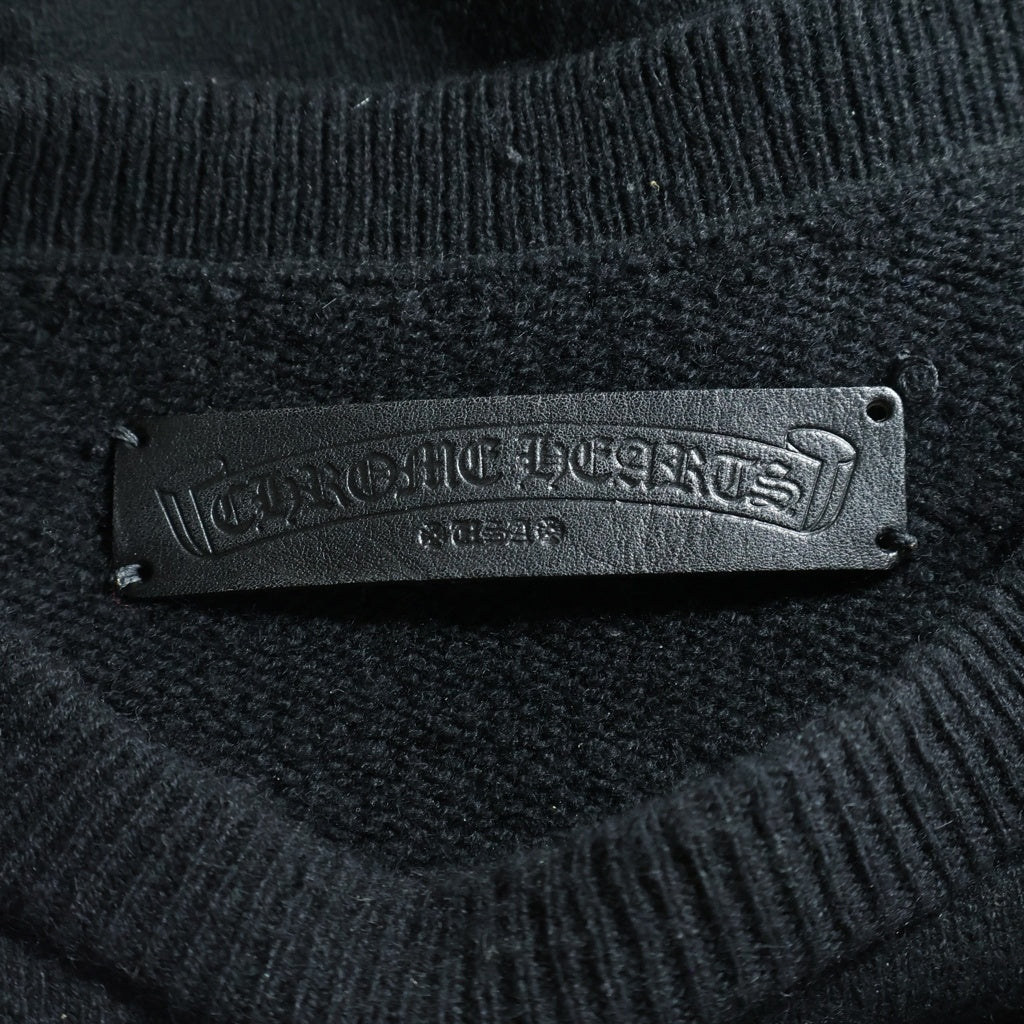CHROME HEARTS(クロムハーツ) 袖ロゴ刺繍 カシミア クルーネック長袖ニットセーター ブラック