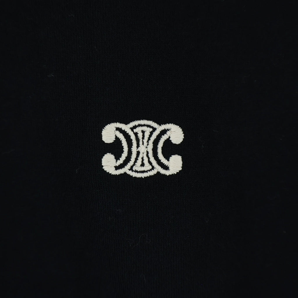 CELINE(セリーヌ) トリオンフ エンブロイダリー ワンポイントロゴ刺繍 クルーネック半袖Tシャツカットソー ブラック 2X04I671Q