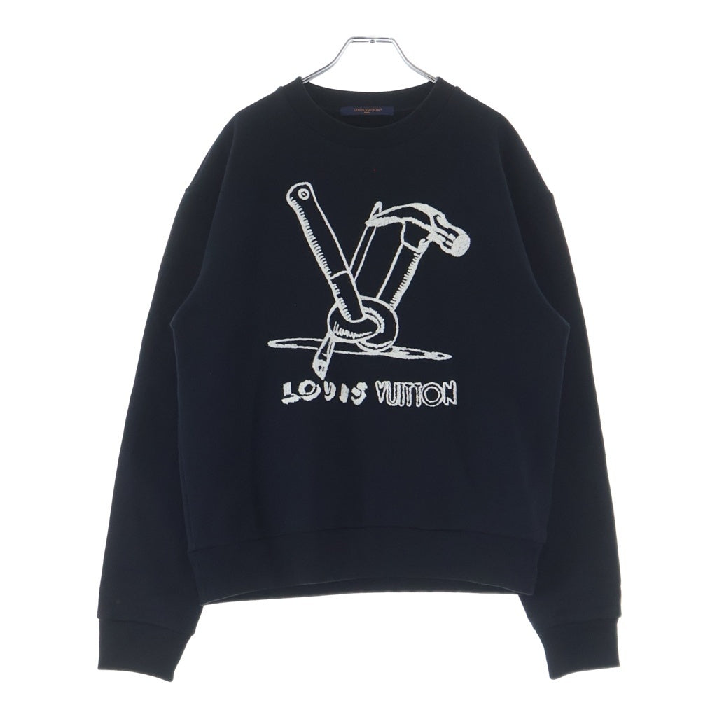 LOUIS VUITTON(ルイヴィトン) 23AW ロゴエンブロイダリー コットン クルーネック長袖スウェットトレーナー ブラック RM232 IHN HPY79W