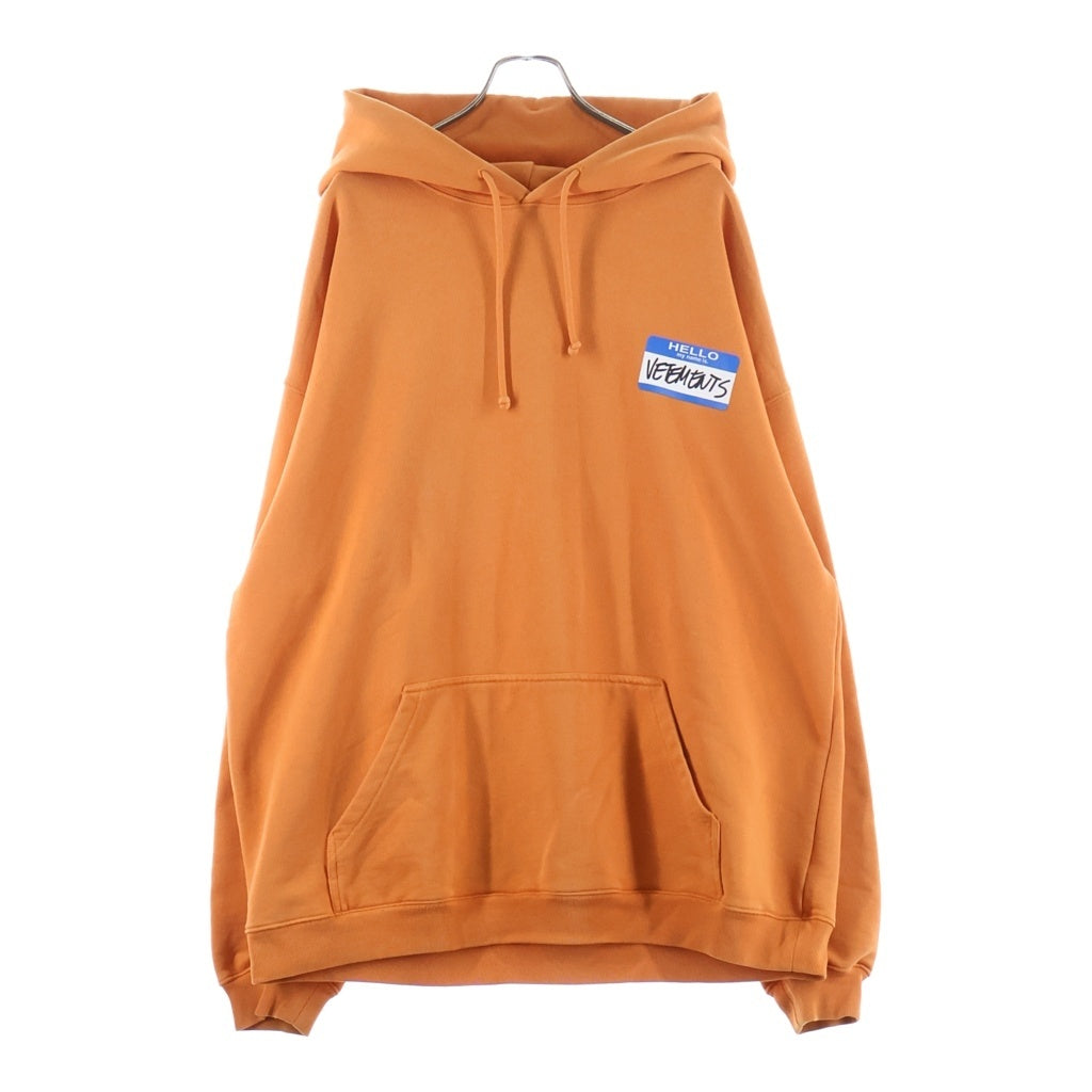VETEMENTS(ヴェトモン) MY NAME IS OVERSIZED HOODIE UA52TR710X マイネームイズ オーバーサイズド フーディー スウェット プルオーバーパーカー フーディ オレンジ