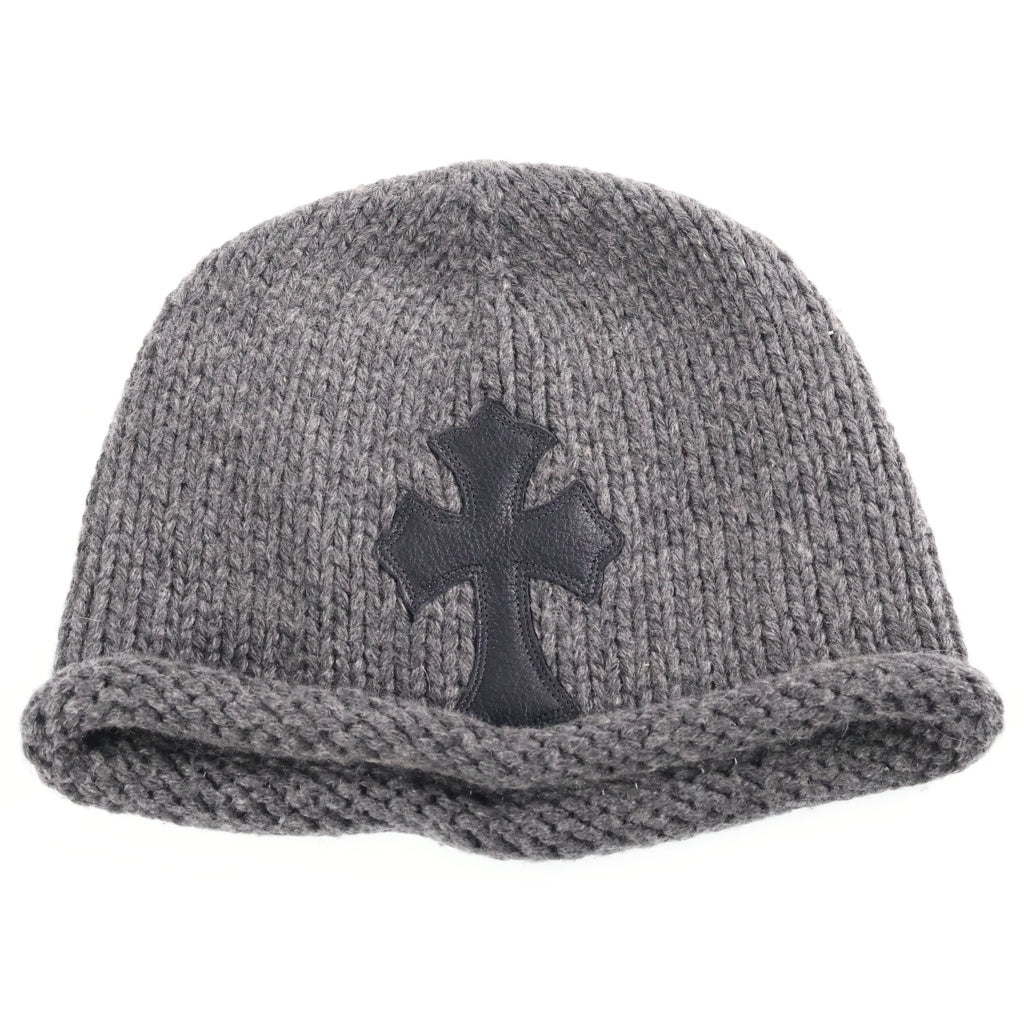 CHROME HEARTS(クロムハーツ) BEANIE CASH CROSS PATCH クロスパッチ付き カシミア ニットビーニー 帽子 グレー