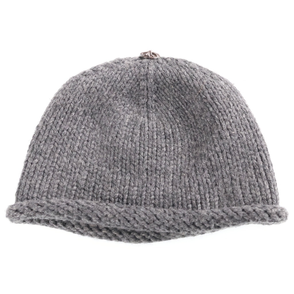 CHROME HEARTS(クロムハーツ) BEANIE CASH CROSS PATCH クロスパッチ付き カシミア ニットビーニー 帽子 グレー