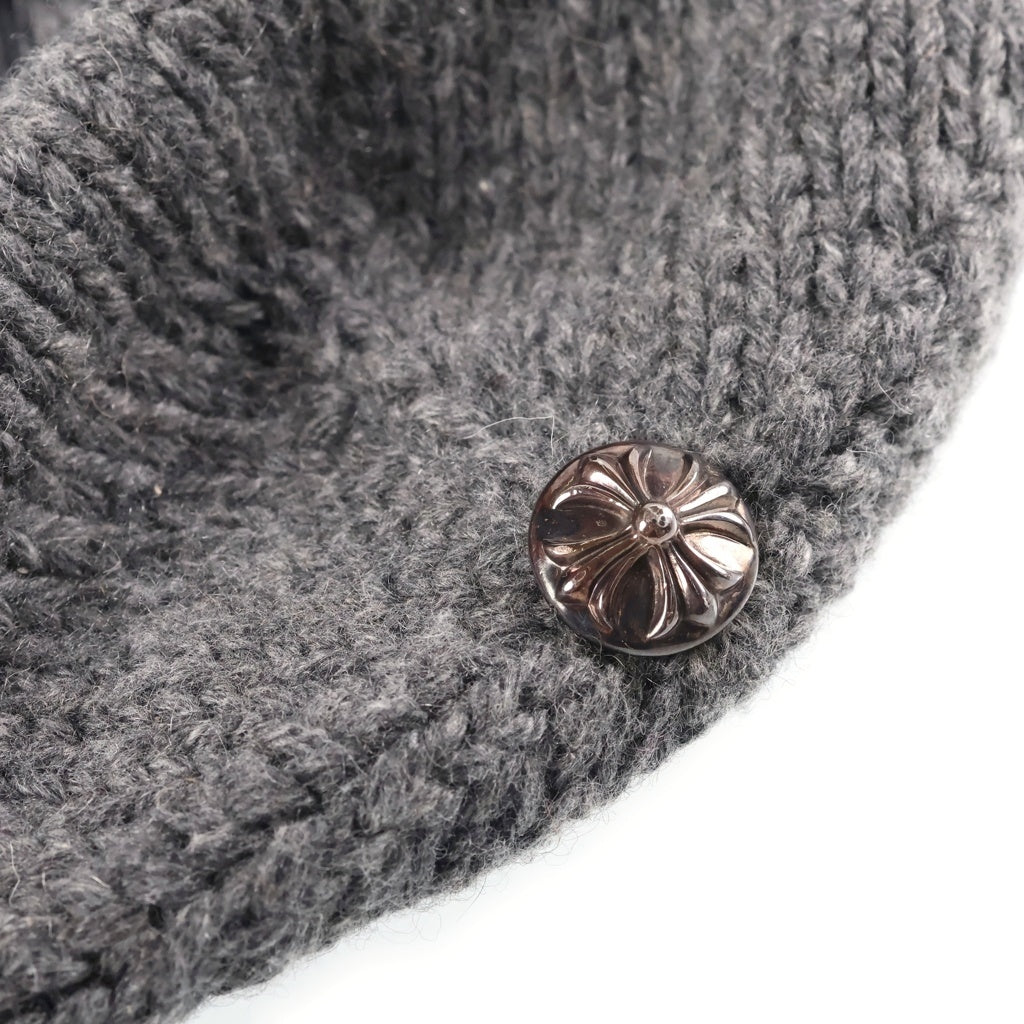 CHROME HEARTS(クロムハーツ) BEANIE CASH CROSS PATCH クロスパッチ付き カシミア ニットビーニー 帽子 グレー