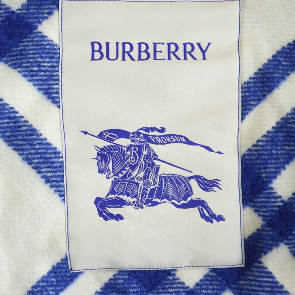 BURBERRY(バーバリー) WOOL PLAID PRINT SHIRT オーバーサイズ 長袖チェックウールシャツ ホワイト/ブルー 8078865