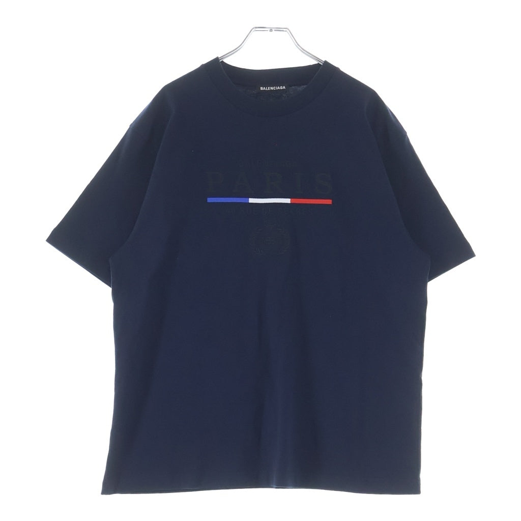 BALENCIAGA(バレンシアガ) 19SS PARIS FLAG REGULAR T-SHIRT 594579 TGV48 パリス フラッグ レギュラー クルーネック半袖Tシャツカットソー ブラック