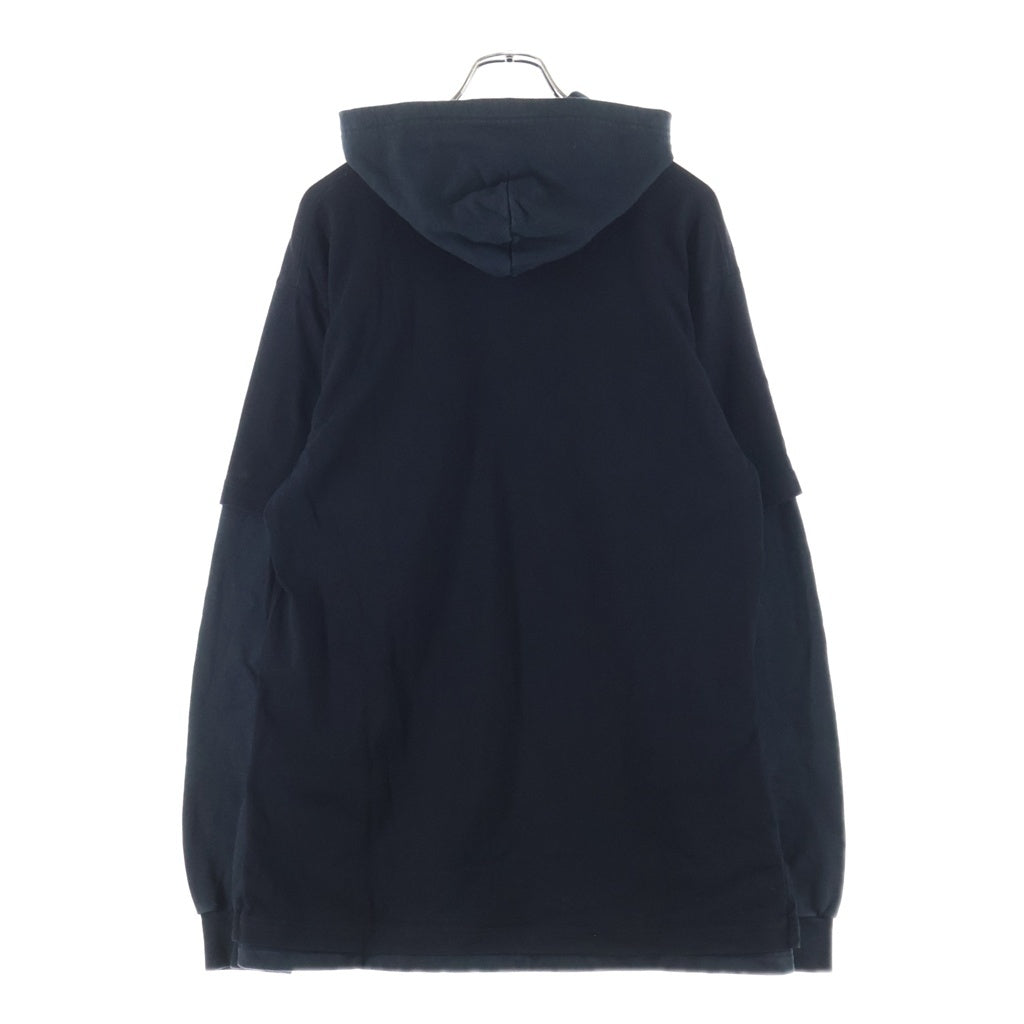 BALENCIAGA(バレンシアガ) 21SS フロントグラフィックロゴ オーバーサイズ レイヤードプルオーバーパーカー フーディ ブラック 681029