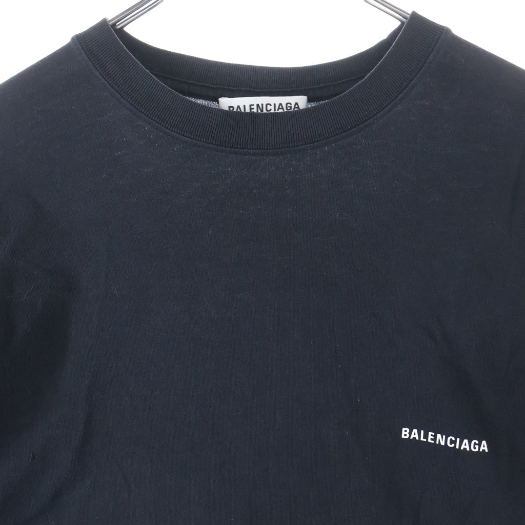 BALENCIAGA(バレンシアガ) 19SS フロントワンポイントロゴプリント クルーネック半袖Tシャツカットソー ブラック 613969