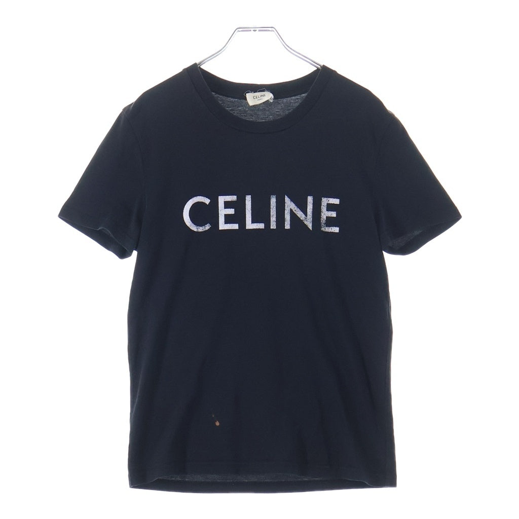 CELINE(セリーヌ) 22SS フロントクラシックロゴプリント クルーネック半袖Tシャツカットソー ブラック 2X308916G